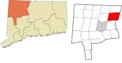 Barkhamsted's location within the Northwest Hills Planning Region and the state of Connecticut