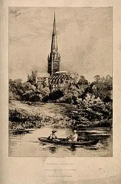 Norwich Cathedral, Norwich, Norfolk: from the river