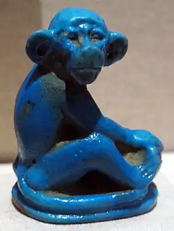Amarna monkey. Blue faience from Brooklyn Museum