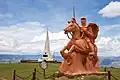 Statue of Antonio José de Sucre and obelisk near Kinwa, commemorating the Battle of Ayacucho.