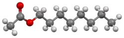Ball-and-stick model of the octyl acetate molecule