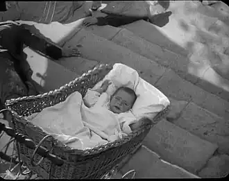 A pram in the 'Odessa Steps scene' from the 1926 film Battleship Potemkin