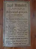 Newspaper advertisement, ca. late 19th or early 20th c., showing the use of German script and German-influenced orthography