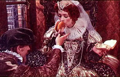 Enn Reitel and Rosalind Lloyd in September 1984 on the London shoot of The Optimist, series two (episode 5, "The Fool of the House of Esher")