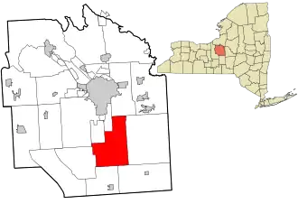 Location in Onondaga County and the state of New York.
