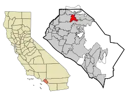 Location of Placentia in Orange County, California