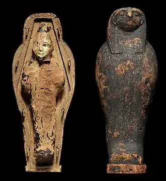 Figurine of a Corn mummy and its sarcophagus (Ptolemaic period).