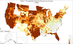 Map of "other" presidential election results by county