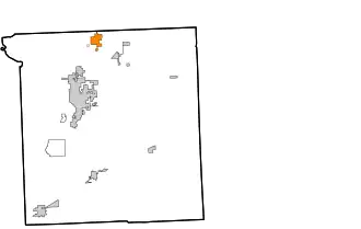 Location within Ottawa County showing former municipal boundaries