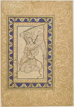 Kneeling Angel (peri) with Cup and Bottle (attribution). Freer Gallery of Art
