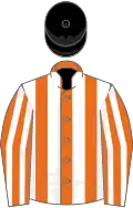 Orange and white stripes, black cap