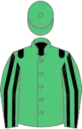 Emerald green, black epaulets, striped sleeves, emerald green cap
