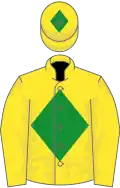 Yellow, green diamond on body and cap