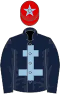 Dark blue, light blue cross of lorraine, red cap, light blue star
