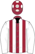 Maroon and White stripes, White sleeves, Maroon cap, White spots