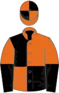 Orange and black quartered, halved sleeves, quartered cap