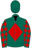 Dark green, red diamond, diamonds on sleeves