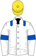 White, royal blue epaulets and armlets, yellow cap