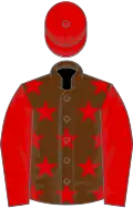 Brown, red stars, sleeves and cap