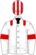 White, red epaulets and armlets, red and white striped cap