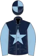 Dark blue, light blue star and sleeves, quartered cap