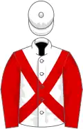 White, red cross belts and sleeves