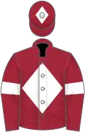 Maroon, white diamond, armlets and diamond on cap