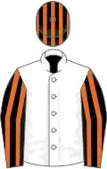 White, Black and Orange striped sleeves and cap