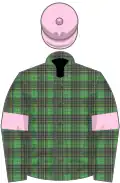 Mcalpine tartan, rose pink armlets and cap