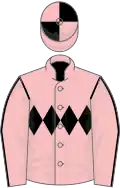 Pink, black triple diamond, black seams on sleeves, quartered cap