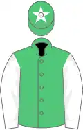 Emerald green, white sleeves, emerald green cap, white star