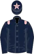 Dark blue, pink epaulets and star on cap