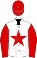 White, red star, sleeves and cap