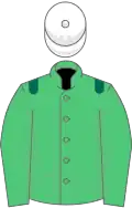Emerald green, dark green epaulets, white cap