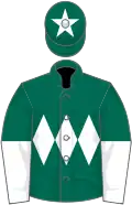Dark green, white triple diamond, halved sleeves, white star on cap