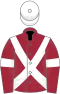 Maroon, white cross-belts, armlets and cap