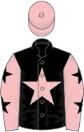 Black, pink star, pink sleeves, black stars, pink cap