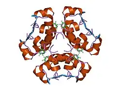 5aiy: R6 HUMAN INSULIN HEXAMER (SYMMETRIC), NMR, 'RED' SUBSTRATE, AVERAGE STRUCTURE