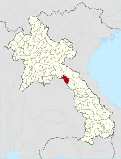 Location of Pakkading district in Laos