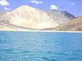 Pangong Tso on a bright sunny day, View from Spangmik (August 2009)
