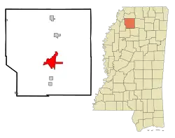 Location of Batesville, Mississippi