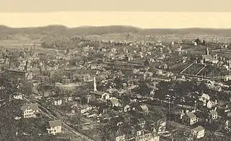 "Panorama From Castle Rock" of Seymour, from a 1905 postcard
