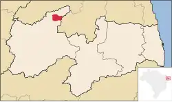 Location in the state of Paraíba and Brazil
