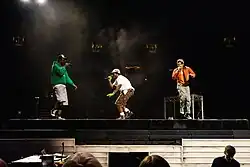 Paris Texas (L-R: Louie Pastel, Felix, and DJ Ankle Sandwich) performing in 2025