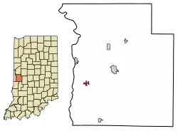 Location of Mecca in Parke County, Indiana.