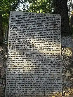 Engraved stone that narrates an episode of the Caste War that occurred in Tecoh.