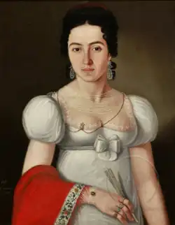 Pavel Đurković - A woman with a red scarf, (1817)