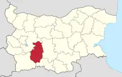 Location of Pazardzhik Province in Bulgaria