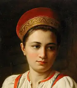 Peasant girl with kokoshnik headdress, ca. 19th century.
