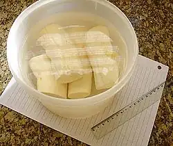 Tuberous root, peeled and soaking to reduce toxicity